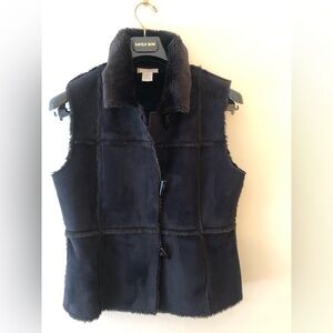 LH Sport Black Faux-Shearling Vest with Toggle Closures